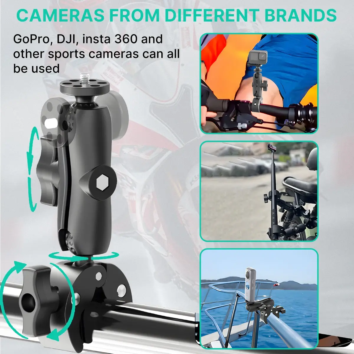 Camera Double Clip Crab Clamp For GoPro Motorcycle Bicycle Handlebar Clip Bracket For Insta360 One X2 X3 Sports Camera Accessory
