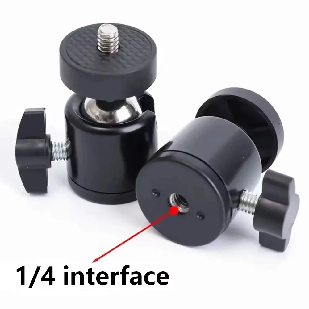 1/4" Swivel Mini Ball Head Screw Tripod Mount for GoPro 12 11 10 9 Insta360 X3 DSLR Camera Camcorder Light Bracket Accessories