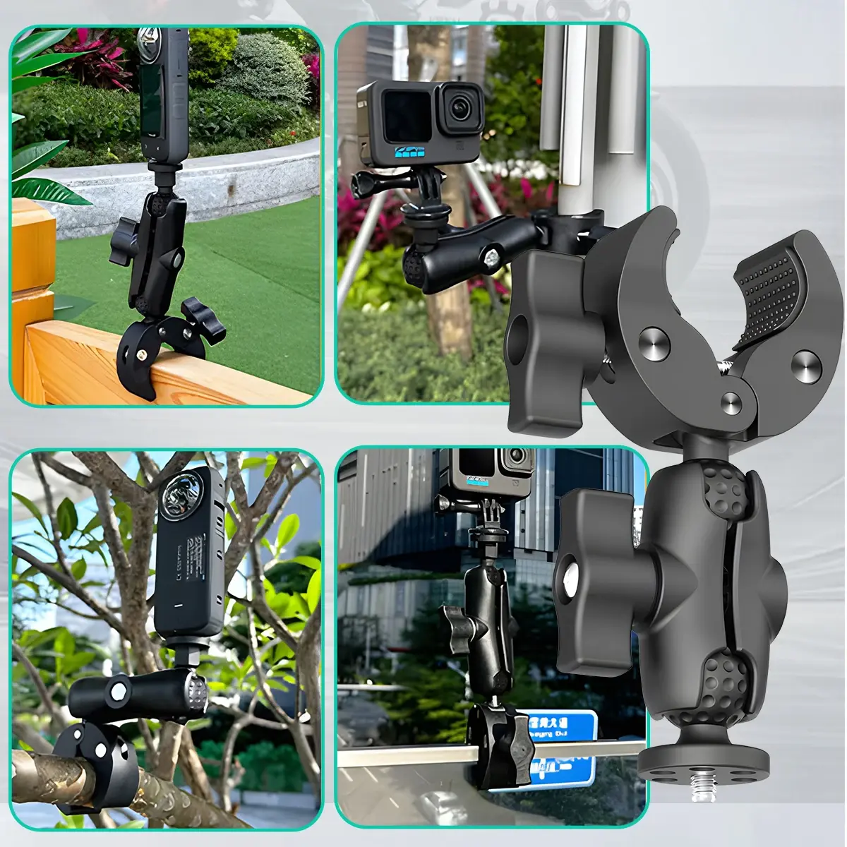 Camera Double Clip Crab Clamp For GoPro Motorcycle Bicycle Handlebar Clip Bracket For Insta360 One X2 X3 Sports Camera Accessory