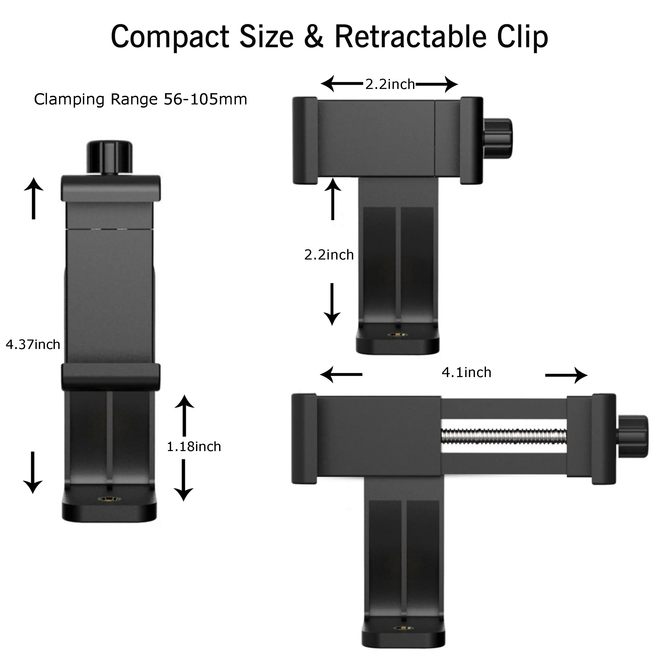 Phone Holder Vertical and Horizontal Tripod Mount Adapter Rotatable Bracket with 1/4 inch Screw  Adjustable Clip for iPhone