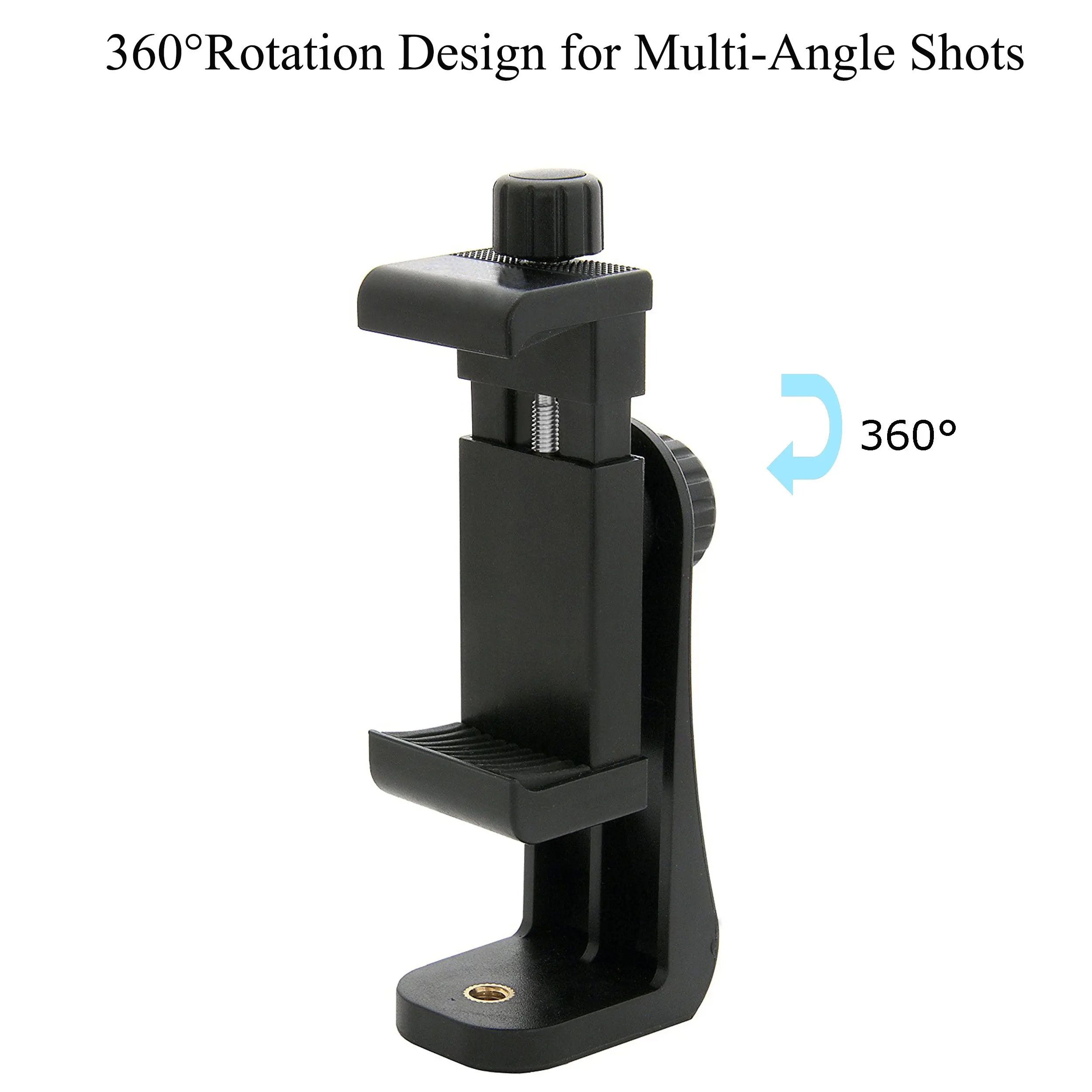 Phone Holder Vertical and Horizontal Tripod Mount Adapter Rotatable Bracket with 1/4 inch Screw  Adjustable Clip for iPhone