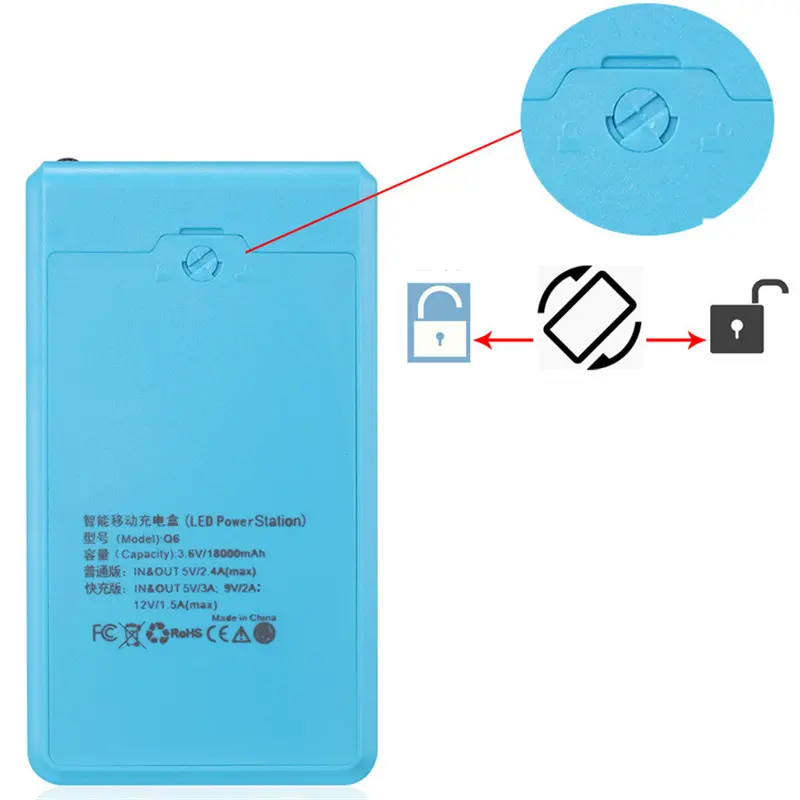 Display Screen Power Bank Case Micro Type-c Input 6*18650 Battery External Charger DIY Powerbank Box Outer Case