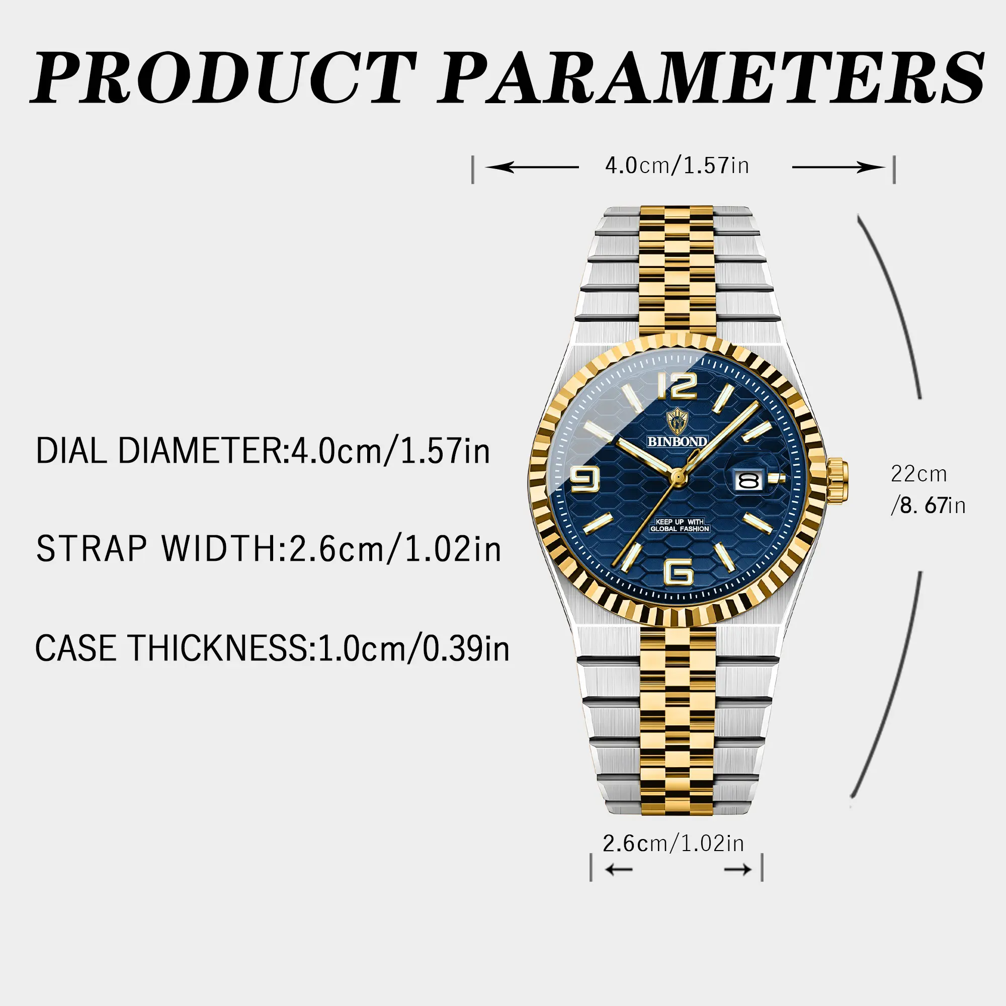 BINBOND Original Military Man Wristwatch Quartz Week Date Watch For Men Waterproof Luminous Stainless Steel Men's Watches Reloj