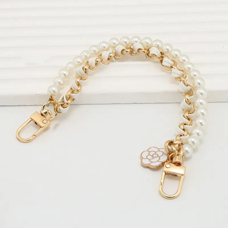 Camellia Pearl Mobile Phone Charm lanyard Chain Girl Woman Cell Phone Case Fashion Pendant Key Strap Rope With Universal Clip