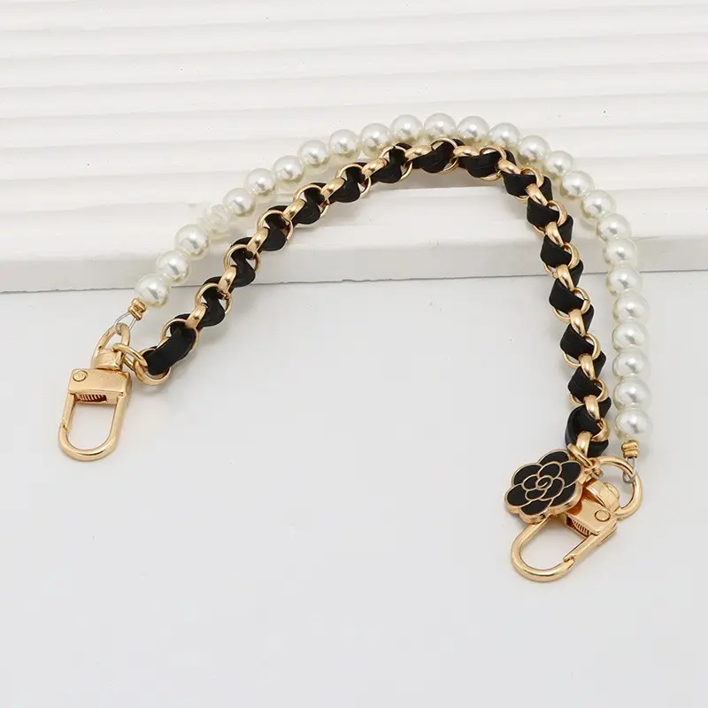 Camellia Pearl Mobile Phone Charm lanyard Chain Girl Woman Cell Phone Case Fashion Pendant Key Strap Rope With Universal Clip