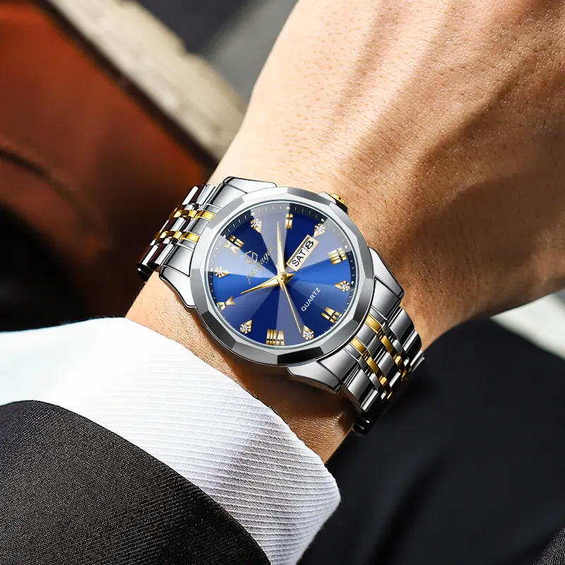 2025 Stainless Steel Quartz Wrist Watch for Man Luxury Week Date Display Luminous Bracelet Fashion Men's Watch Original Clock