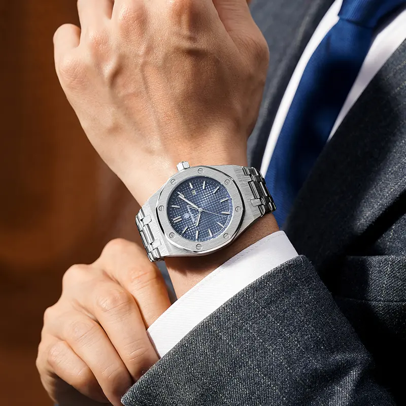 PENGAGAR Luxury Square Man Quartz Watch Waterproof Luminous Date Men's Watch High Quality Stainless Steel Business Men Watches