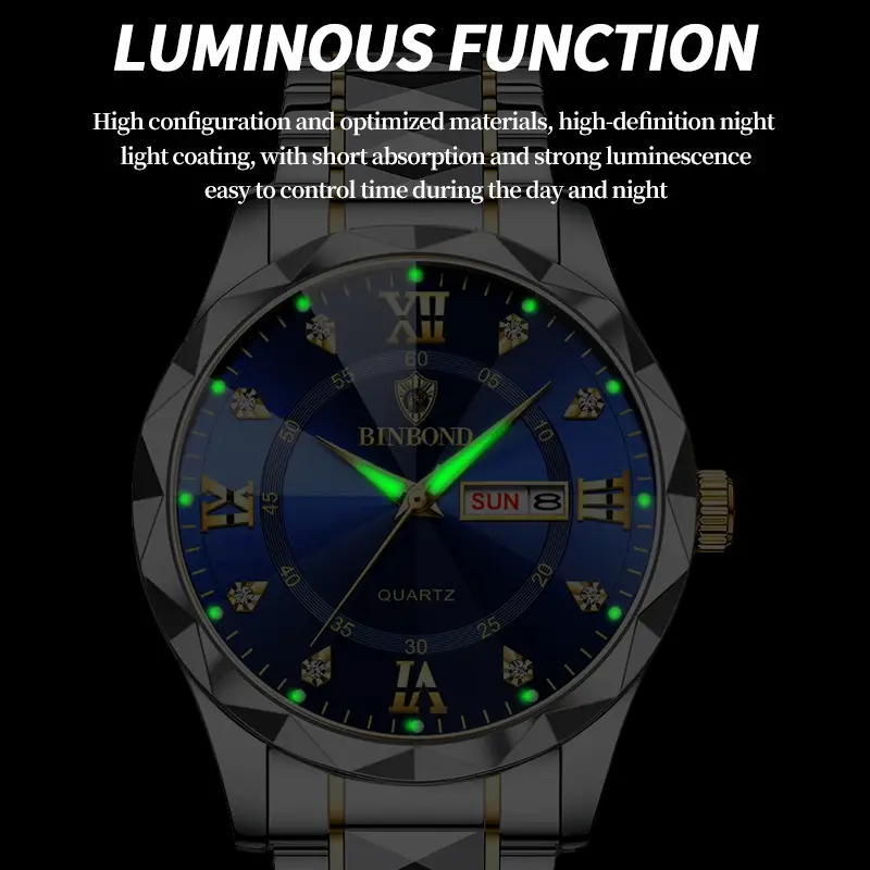 2025 New Men's Watch Date Week Fashion Watch Men Original Waterproof Non-mechanical Luminous Dual Calendar Quartz Wristwatch