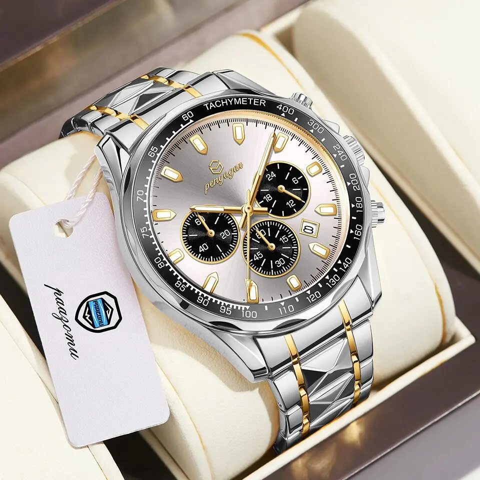2025 New Stainless Steel Quartz Wrist Watch for Man Luxury Week Date Display Luminous Bracelet Fashion Men's Watch Original Cloc