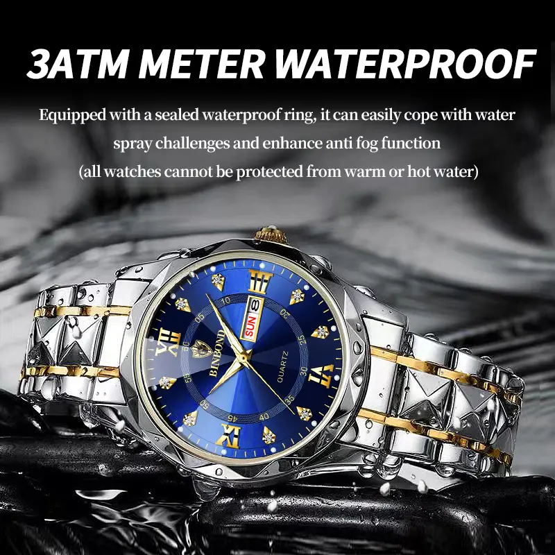 2025 New Men's Watch Date Week Fashion Watch Men Original Waterproof Non-mechanical Luminous Dual Calendar Quartz Wristwatch
