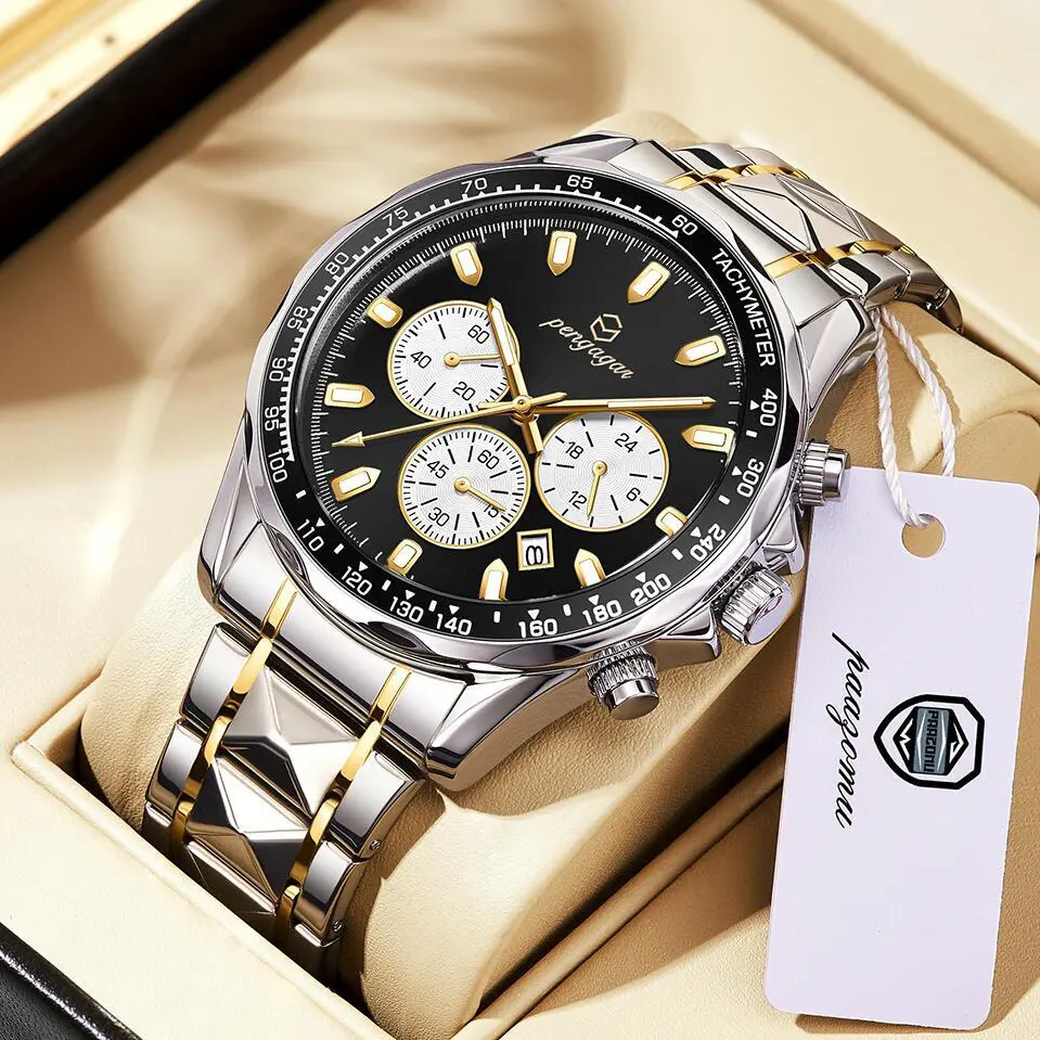2025 New Stainless Steel Quartz Wrist Watch for Man Luxury Week Date Display Luminous Bracelet Fashion Men's Watch Original Cloc