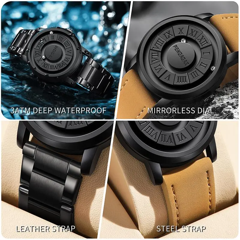 PENGAGAR Creativity Luxury Magnetic absorption Man Wristwatch Waterproof Quartz Men's Watches Stainless Steel Men Watch Reloj