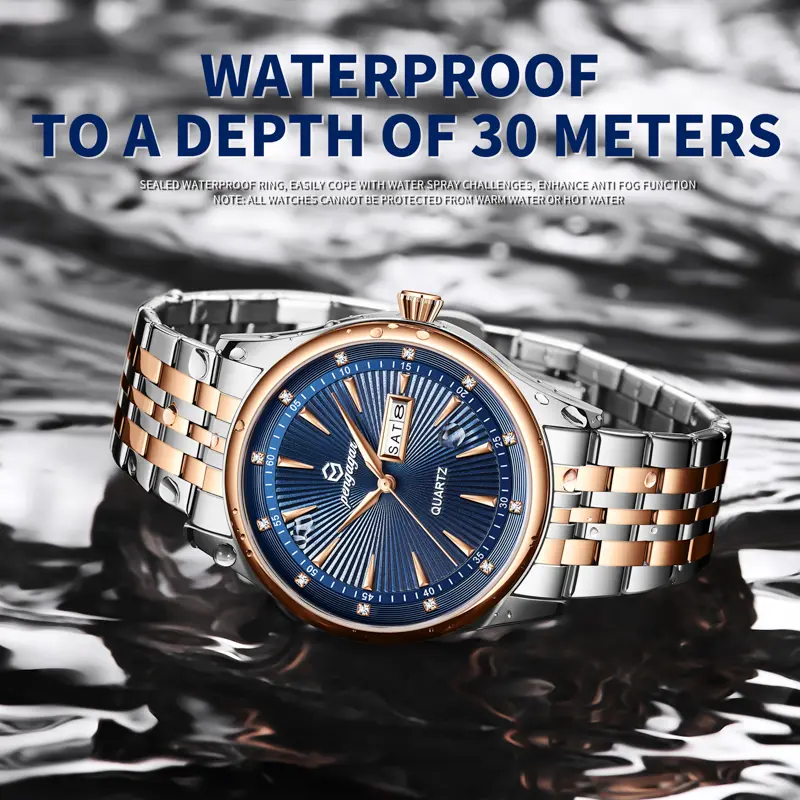 PENGAGAR Luxury Watch 2025 New Business Waterproof Male Clock Luminous DateStainless Steel Square Quartz Men Watch reloj hombre