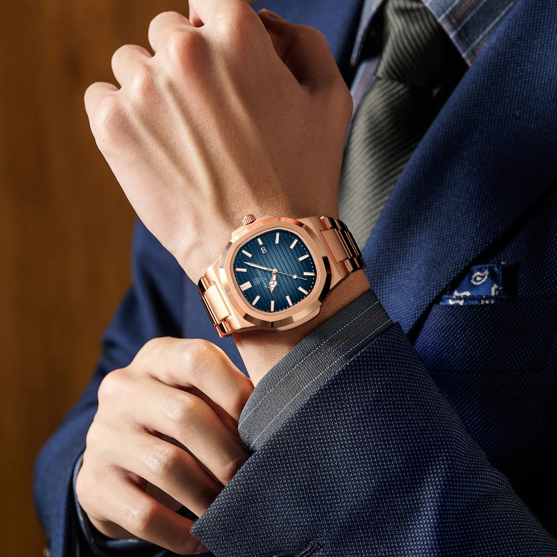PENGAGAR Luxury Sport Quartz Man Wristwatch Waterproof Luminous Date Week Men Watches Stainless Steel Men's Watch Male Reloj+box