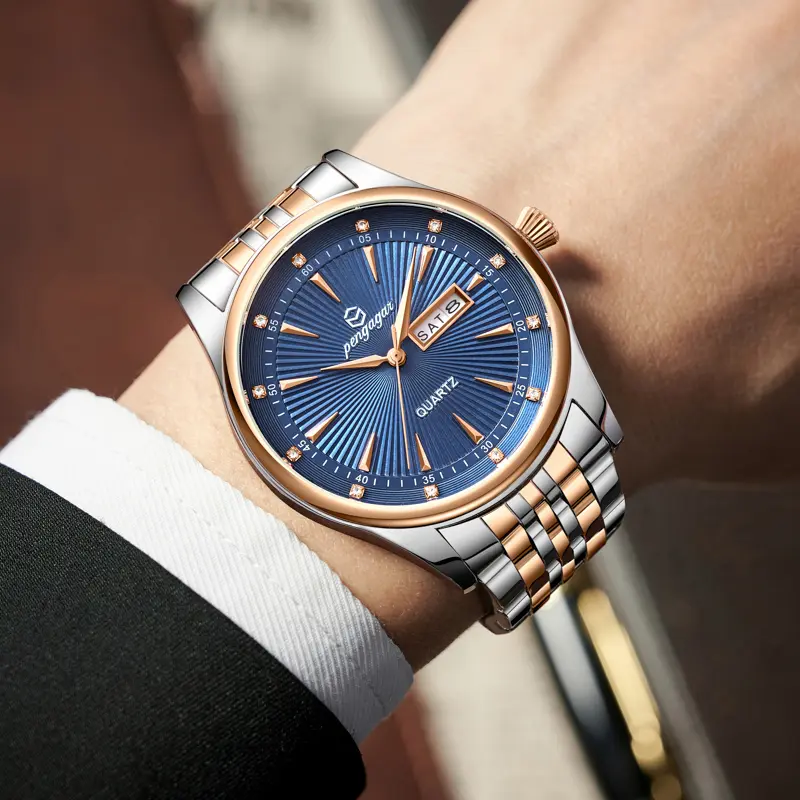 PENGAGAR Luxury Watch 2025 New Business Waterproof Male Clock Luminous DateStainless Steel Square Quartz Men Watch reloj hombre