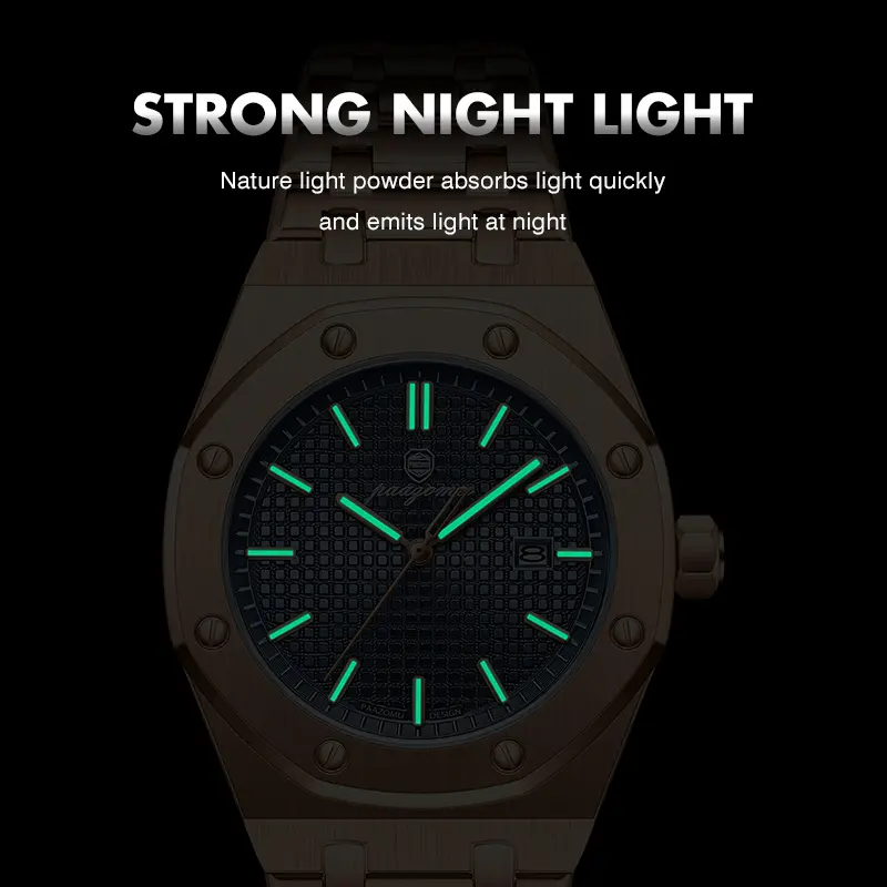 PENGAGAR Square Luxury Men Wristwatch Waterproof Luminous Date Stainless Steel Male Clock Business Sports Quartz Watches For Men