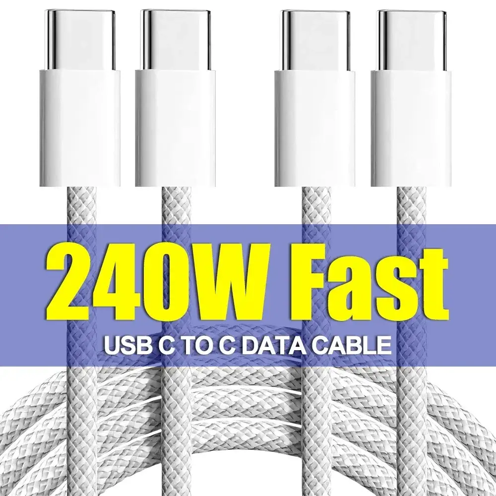 10Pcs 240W 60W Fast Quick Charging 2M 6FT USB C to USB-C PD Cable For Samsung S20 S23 S24 S25 Htc lg Phone 15 16 plus pro max