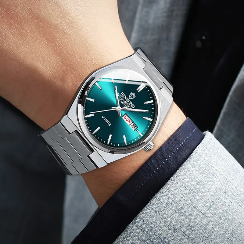BINBOND Top Brand Luxury Men Quartz Watches Original Watch for Man Date Week Waterproof Luminous  Stainless Steel Wristwatch Mal