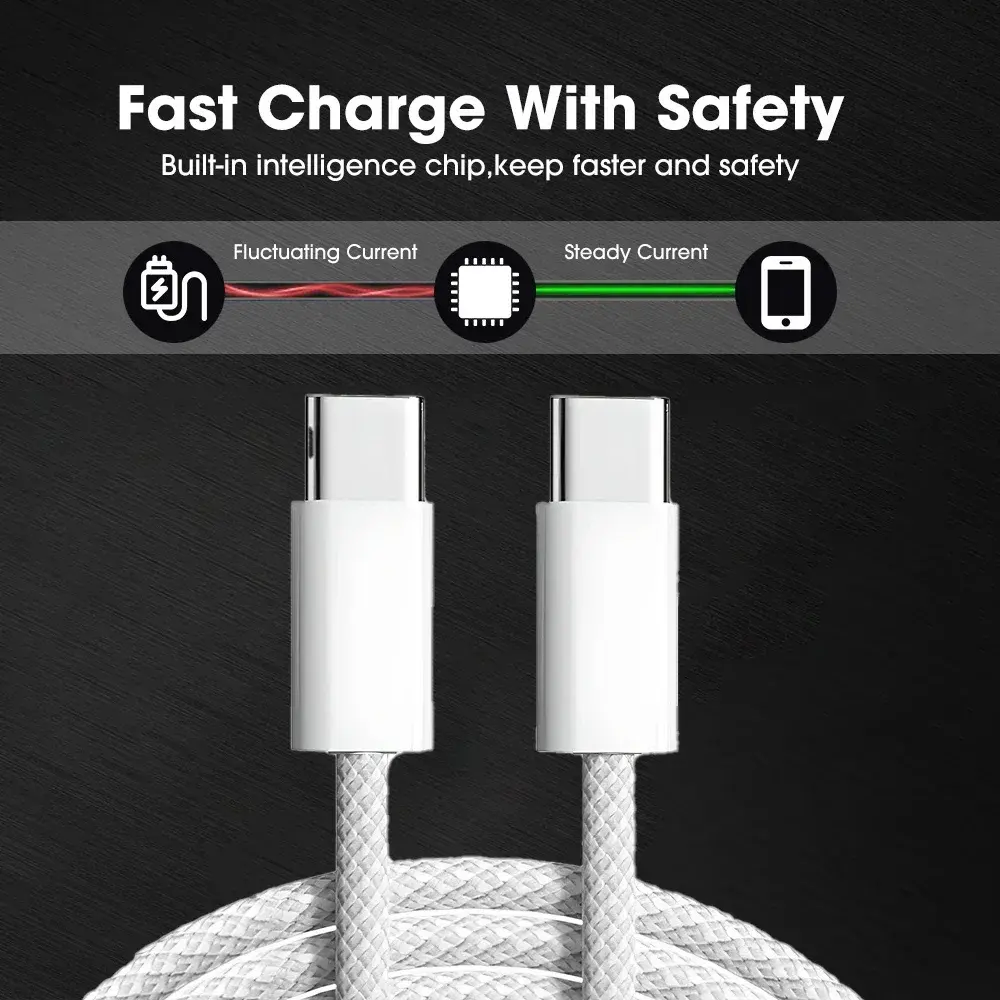10Pcs 240W 60W Fast Quick Charging 2M 6FT USB C to USB-C PD Cable For Samsung S20 S23 S24 S25 Htc lg Phone 15 16 plus pro max