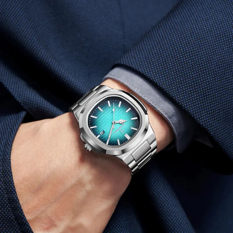 PENGAGAR Men Watches Luxury Stainless Steel Quartz Watch Man Leather Calendar Sports Wristwatch Luminous Clock reloj hombre