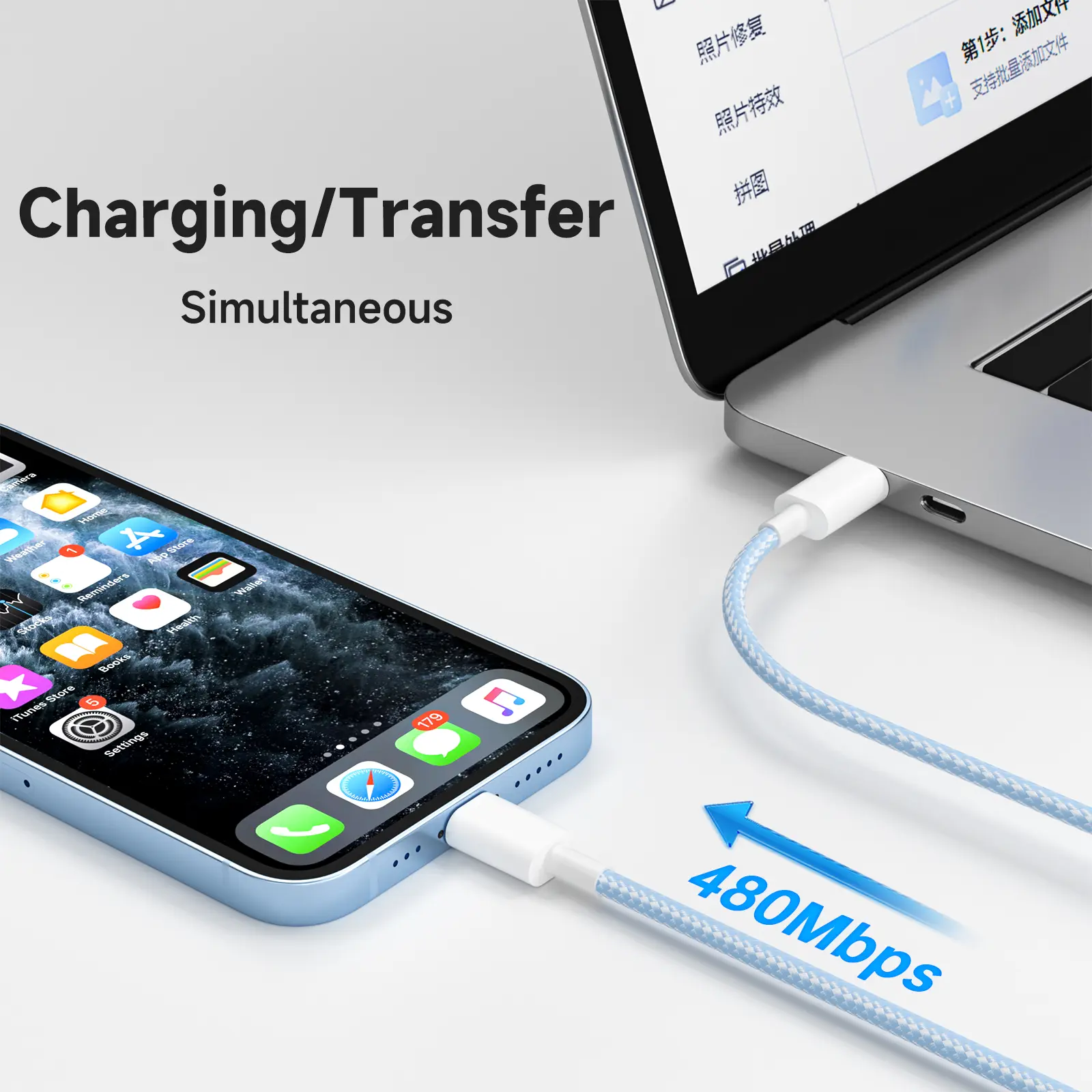 suntaiho 20W PD USB Type C to lightning & USB C Data Cable for iPhone 14 13 12 11 Pro Max XR iPad Cell Phone Data Fast Charging