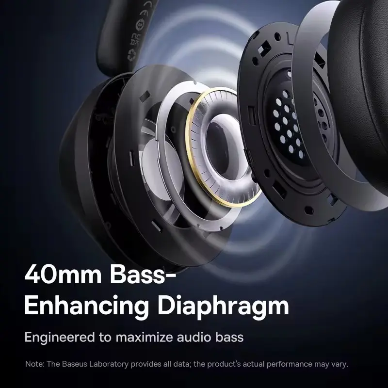 Bass 30 Max Wireless Headset Bluetooth 5.3 Over Headphones Bass-Enhancing 40mm Diaphragm Ultra Low Latency Earphones 50H