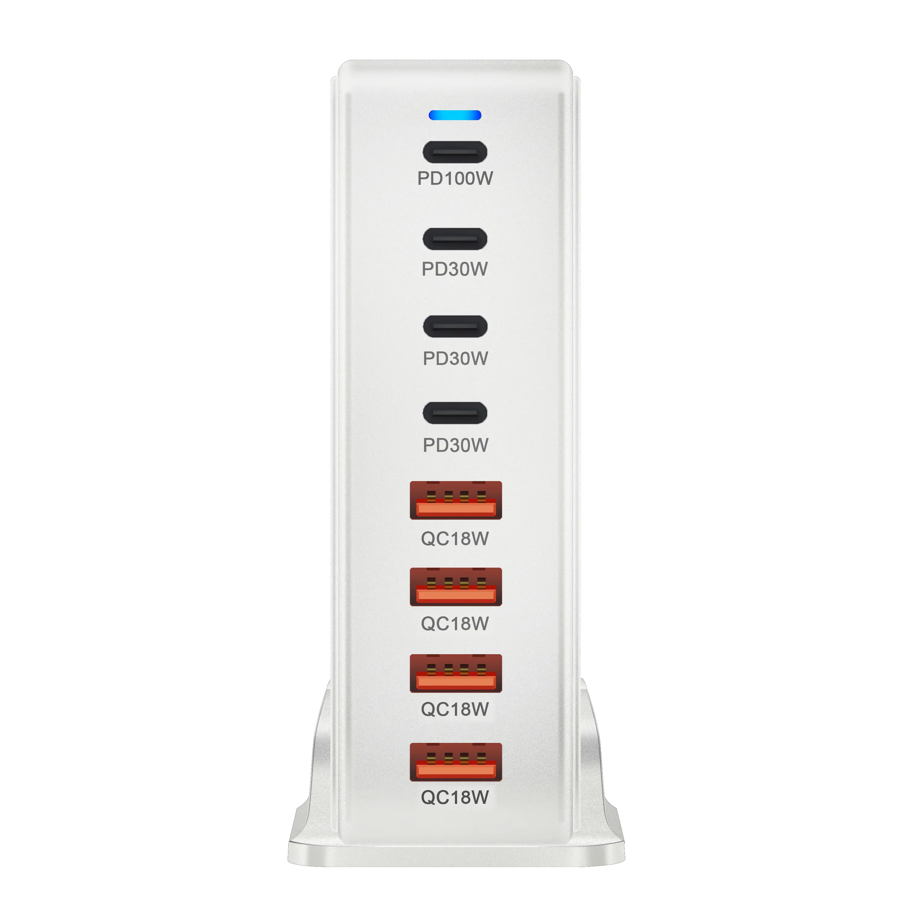 240W GaN desktop charger with 8 USB-C ports, supports PD 3.0 fast charging and is compact & portable