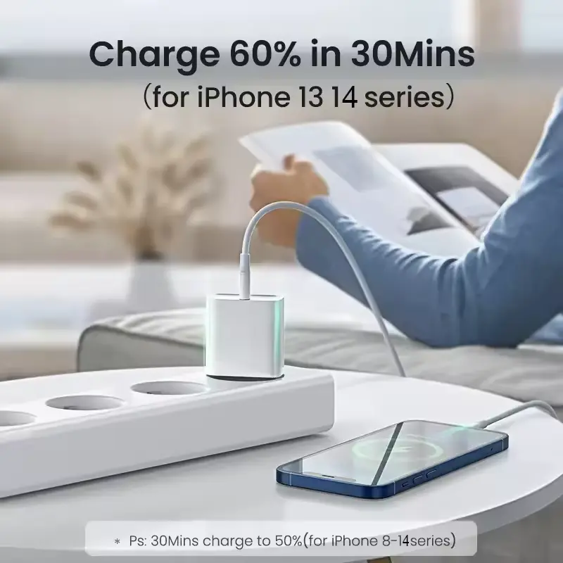 NNBILI 20W PD Fast EU Desktop Charger Wall Charger for IPhone 11 12 13 14 Pro Max Super Rapid Charging USB C PD Cable 1m 1.5m 2m