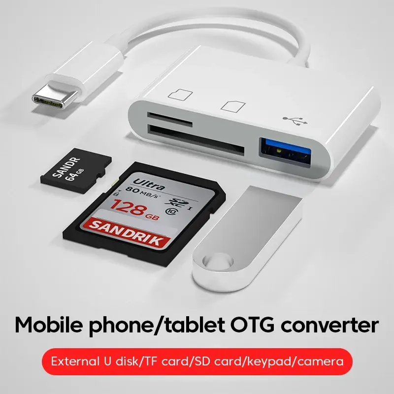3 in 1 Micro USB Type C Adapter Multifunctional USB TF SD Card Reader USB-C Memory Card Adapter For Macbook Samsung Laptop