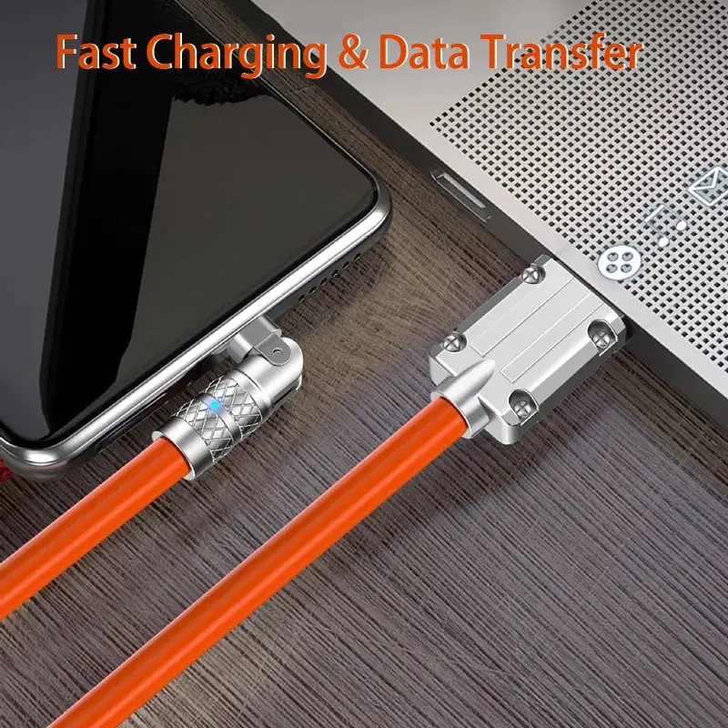 120W USB Type C Cable 180° Rotating 6A Cable Fast Charging Data Cable For Huawei Samsung Xiaomi iPad Data Line PD USB To Type C