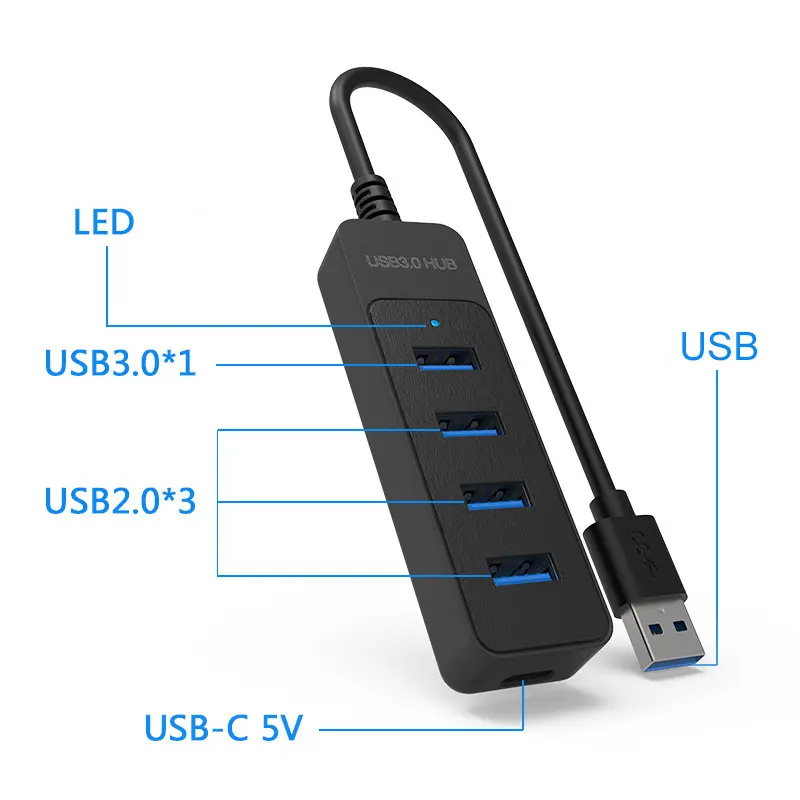 Hub USB 2.0 Power Adapter 4 Port Multi USB Splitter Hub USB 3.0 Type C HUB Multiple Expander High Speed For Computer Accessorie