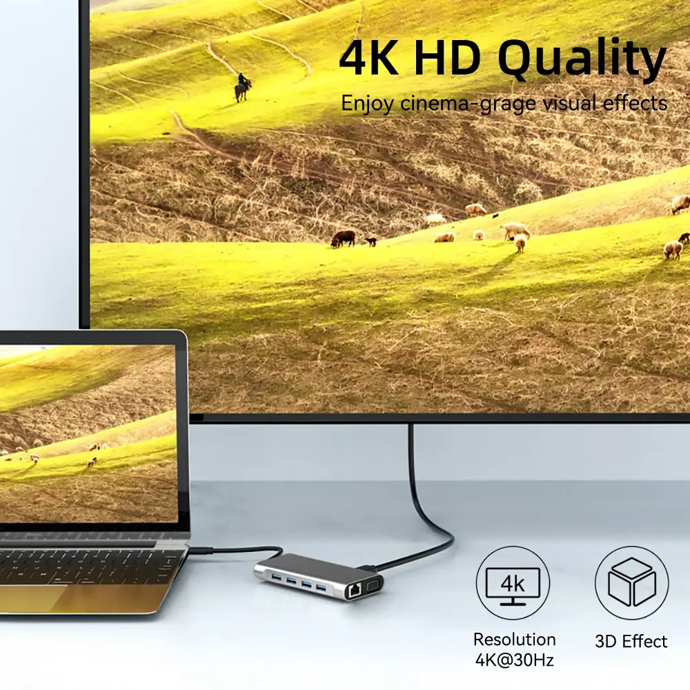 11-in-1 USB C Docking Station USB C HUB Type C to HDMI 4K USB 3.0 5Gbps Transmission USB Splitter Adapter For Laptop Macbook