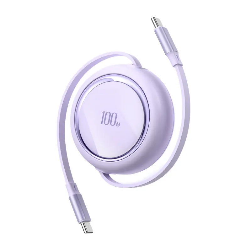 1M 100W Fast Charging Type C Cable Retractable USB C To USBC Data Cord for 15 Pro Max 15Plus Samsung Huawei Xiaomi