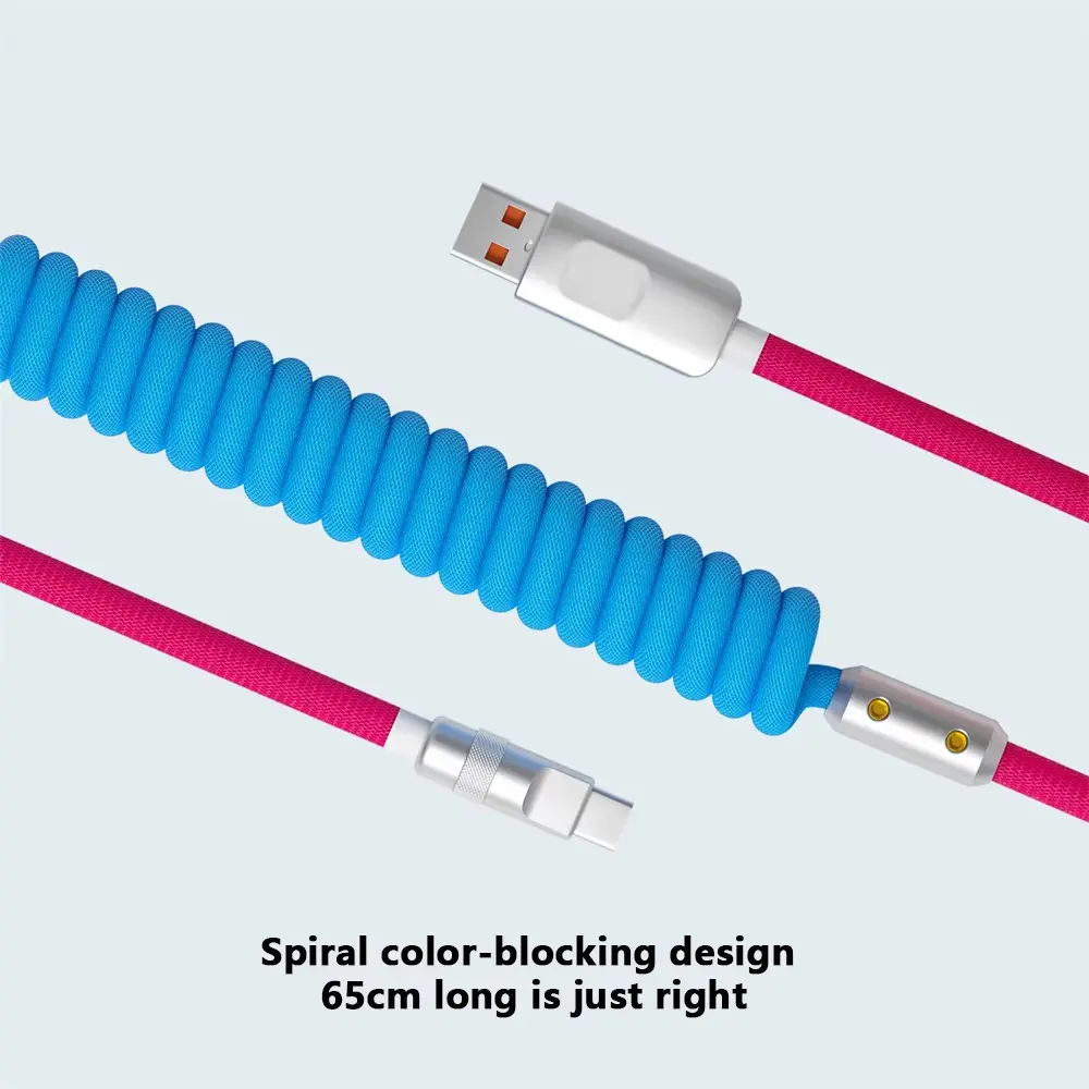 1.8M 120W Fast Charge USB Cable Quick Charge Type-C Charger Spring  Cord Line Cable For Xiaomi Huawei Samsung USB to Type C