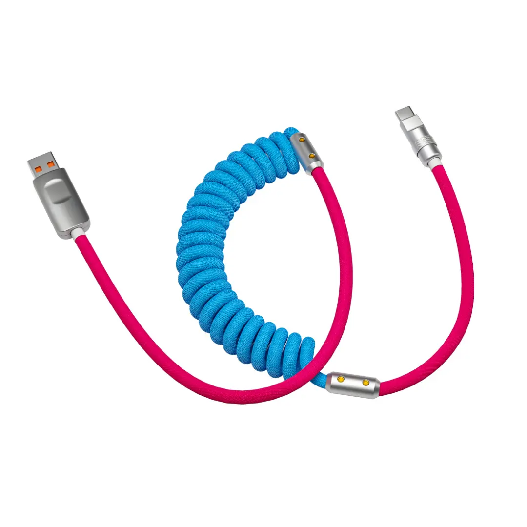 1.8M 120W Fast Charge USB Cable Quick Charge Type-C Charger Spring  Cord Line Cable For Xiaomi Huawei Samsung USB to Type C