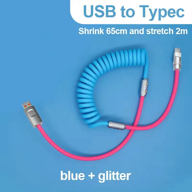 1.8M 120W Fast Charge USB Cable Quick Charge Type-C Charger Spring  Cord Line Cable For Xiaomi Huawei Samsung USB to Type C
