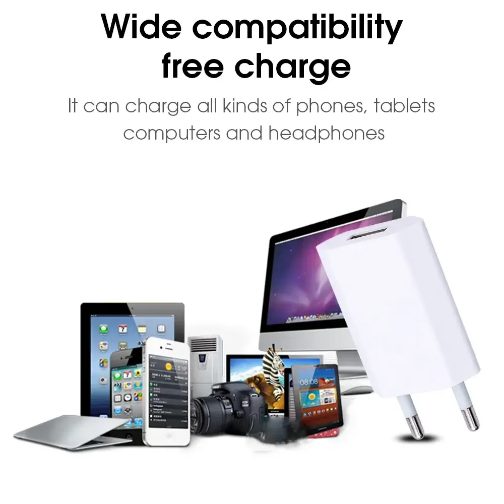 1-5Pcs Mini Universal 5V 1A EU Plug USB Wall Phone Charger For iPhone Samsung Xiaomi Redmi Google Huawei Charger Power Adapter
