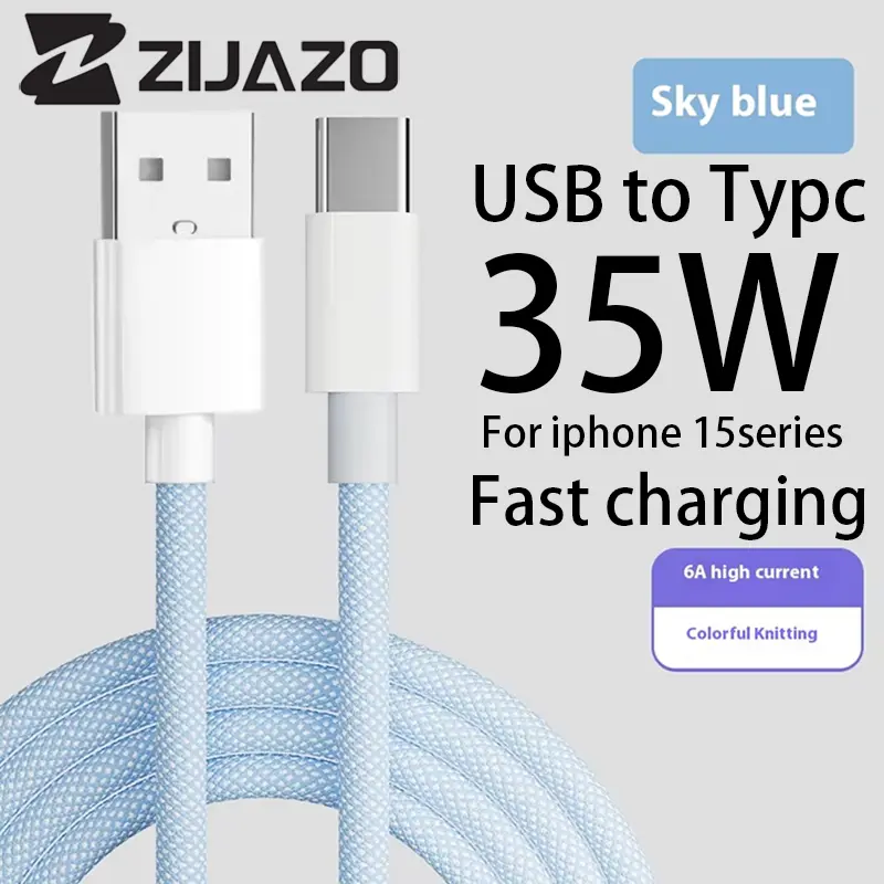 ZIJAZO 35W USB Cable Connect CarPlay Exclusive For iPhone 16 15 Pro Max Plus USB to Type-C Fast Charging Cables Type-C Data Line