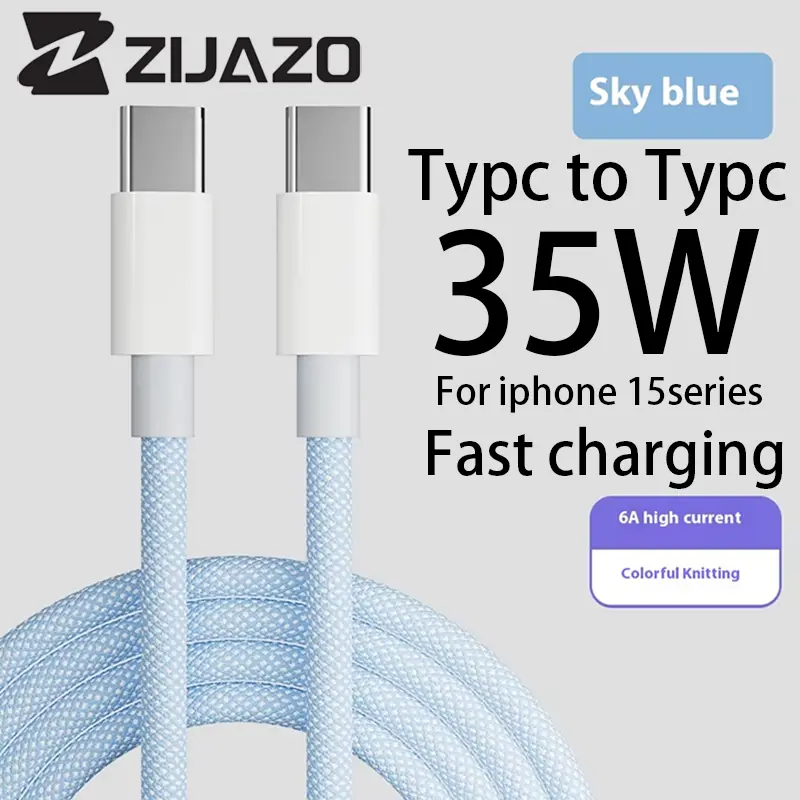 ZIJAZO 35W USB Cable Connect CarPlay Exclusive For iPhone 16 15 Pro Max Plus USB to Type-C Fast Charging Cables Type-C Data Line