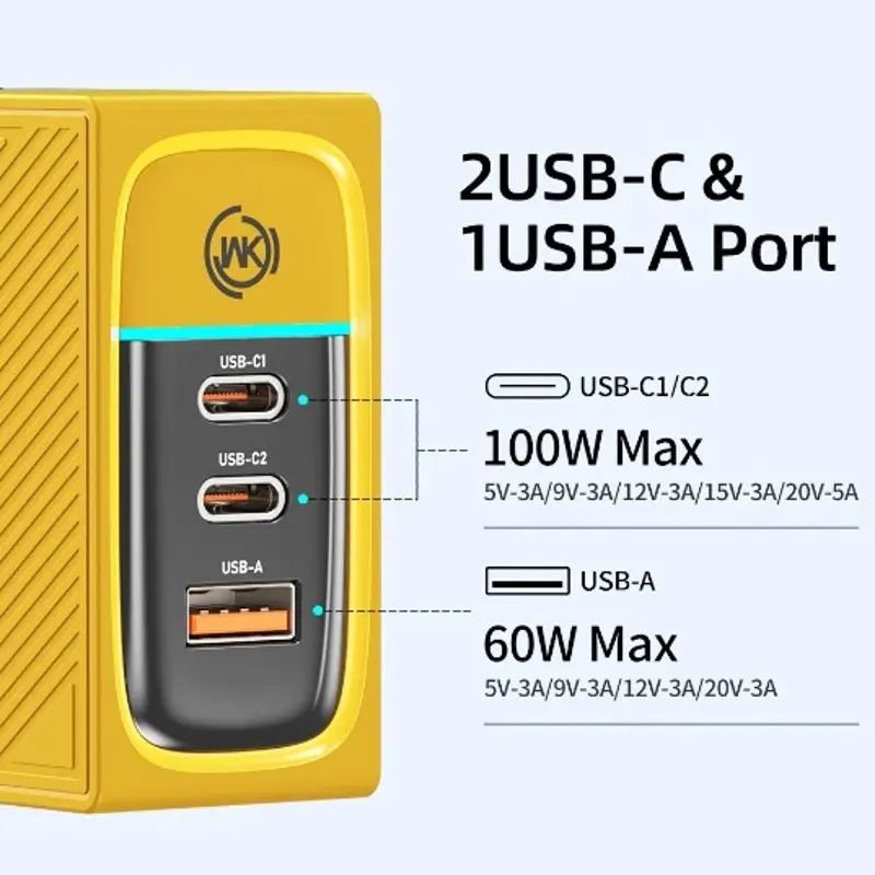 WEKOME GaN 100W Charger High Speed Fast Charging Type C Charger for Xiaomi 13 Samsung s23 ultra iPhone 15 pro max Macbook Pro