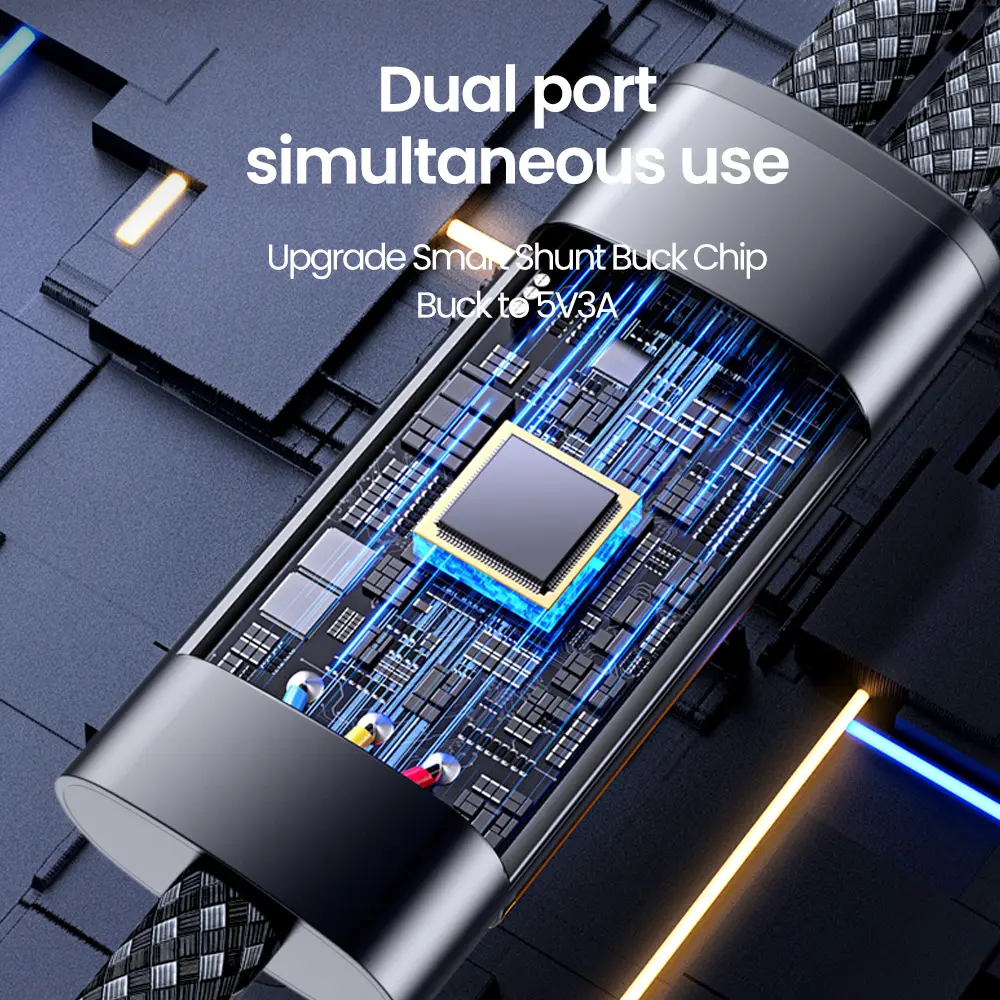 2 IN 1 USB Type C Cable PD 60W Dual Type C Fast Charging Cable For iPhone 15 16 Pro Xiaomi Huawei USB C Mobile Phone Data Cord