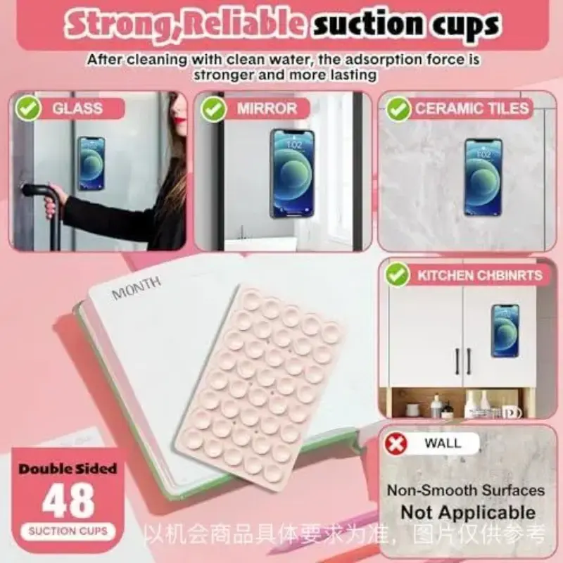 Silicone Suction Cup Phone Case Double Sided Detachable Stand for Hands-Free Wall Stand for Selfies and Videos