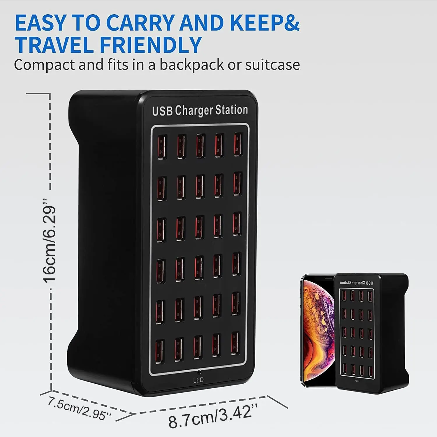 20/30 Ports USB Charger 100W/150W Smart USB Charger Desktop Charging Hub Multi-Port Charging Station for Samsung/iPhone/iPad/Tab