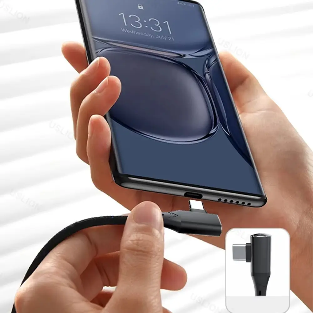 NNBILI 90 Degree Elbow USB C Cable 120W Fast Charging PD Type C Cable For iPhone 15 16 Samsung Xiaomi Huawei Charger Data Cord