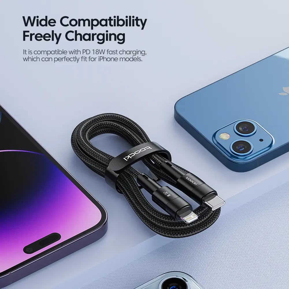 Toocki PD 20W USB C To Lighting Cable For iPhone 15 14 13 12 11 Pro XS 8 Type C To Lighting Cable Data Wire Fast Charging Cabl