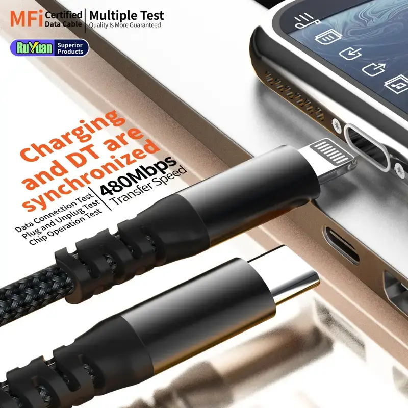 LAIHONEN 1PC MFI Certified Data Cable 20W Type C to Lightning Fast Charging Data Cable for iPhone 14 14 Plus 14 Pro 14 Pro Max