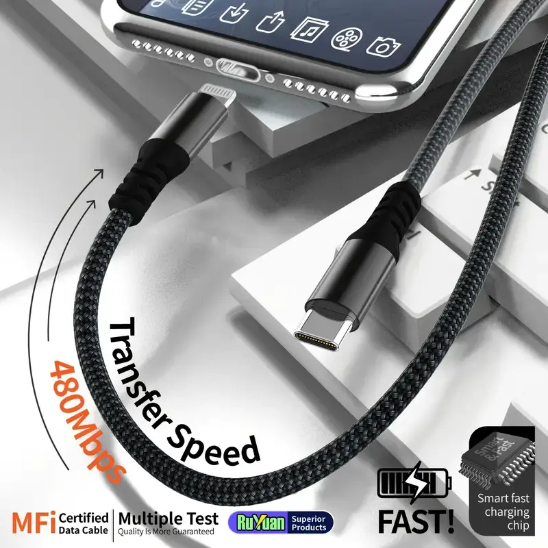 LAIHONEN 1PC MFI Certified Data Cable 20W Type C to Lightning Fast Charging Data Cable for iPhone 14 14 Plus 14 Pro 14 Pro Max