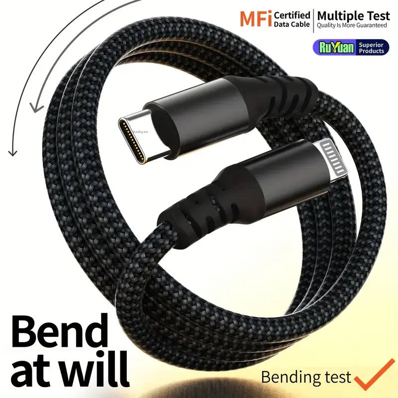 LAIHONEN 1PC MFI Certified Data Cable 20W Type C to Lightning Fast Charging Data Cable for iPhone 14 14 Plus 14 Pro 14 Pro Max