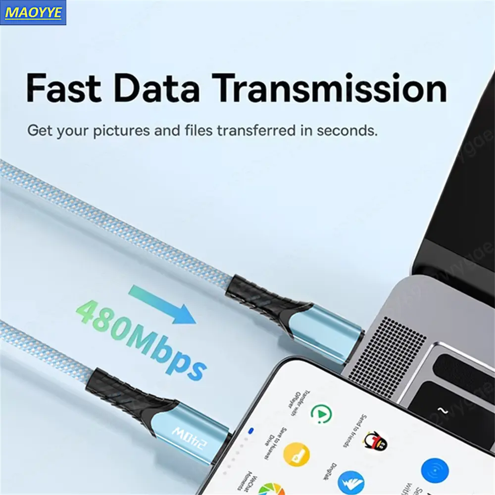 MAOYYE 240W USB C Cable Power Wire QC4.0 for MacBook Samsung iPhone 15 16 USB C to C PD Cable 48V5A Fast Charging Type C Cable