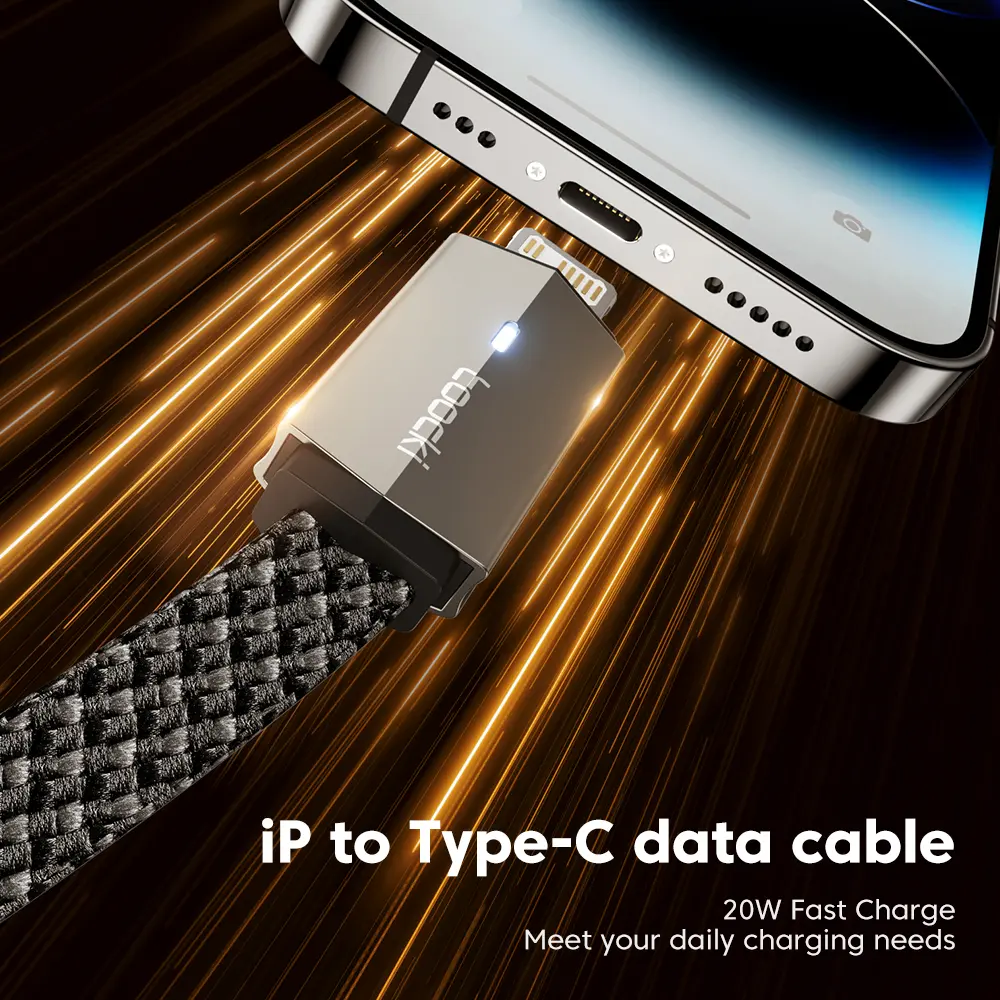 Toocki 90 Degree Elbow Dual Type C to Lighting Data Cable 60W Rapid Flash Charging PD USB C Fast Charge Cord For Iphone POCO